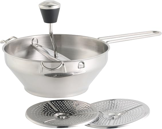 Moulin à Légumes Manuel En Acier Inoxydable - 3 Tamis Interchangeables Pour Purées Et Compotes