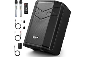 GEYGUY GPSK-4 All-in-ONE PA System with Wireless Microphones,8-inch woofer Bluetooth DSP Karaoke Machine Support USB/TWS/FM, DJ Speaker for Small Venues, Ceremonies and Sports Events