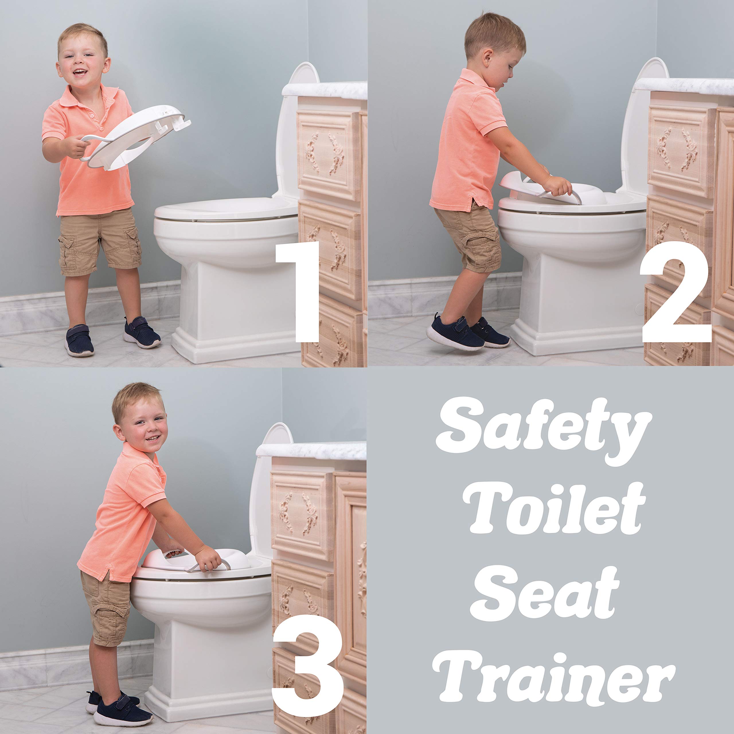 Easy Grip Safety Toilet Seat Trainer with Integrated Splash Guard for Toddlers & Kids, White, 1 Count