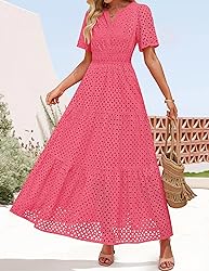 ZESICA Women's 2025 Summer Short Sleeve Maxi Dress