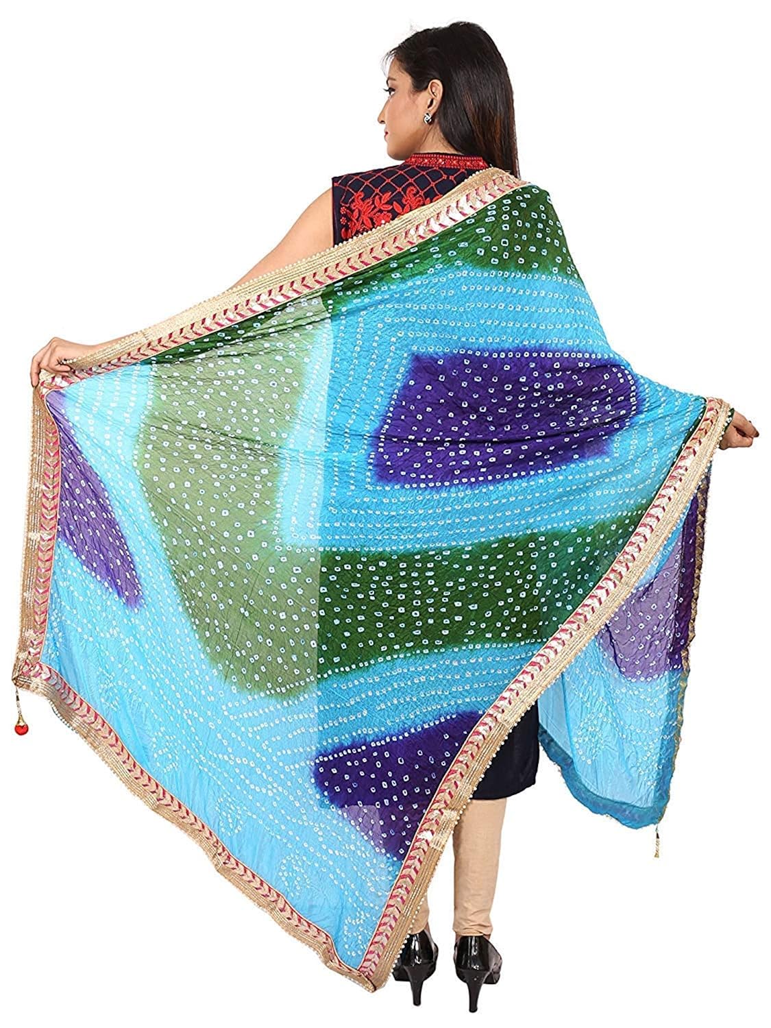 womens dupatta silk bandej with pure gota work