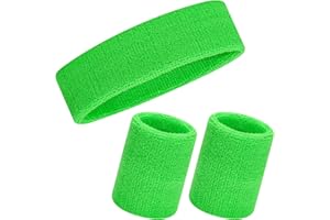 ERDOGLY 3 Pieces Sweatbands Set, Including Headband and Wristbands for Women Men Girls Boys for Gym Workout & Yoga, Comfy Sports Sweatbands for Football Baseball Basketball, Tennis