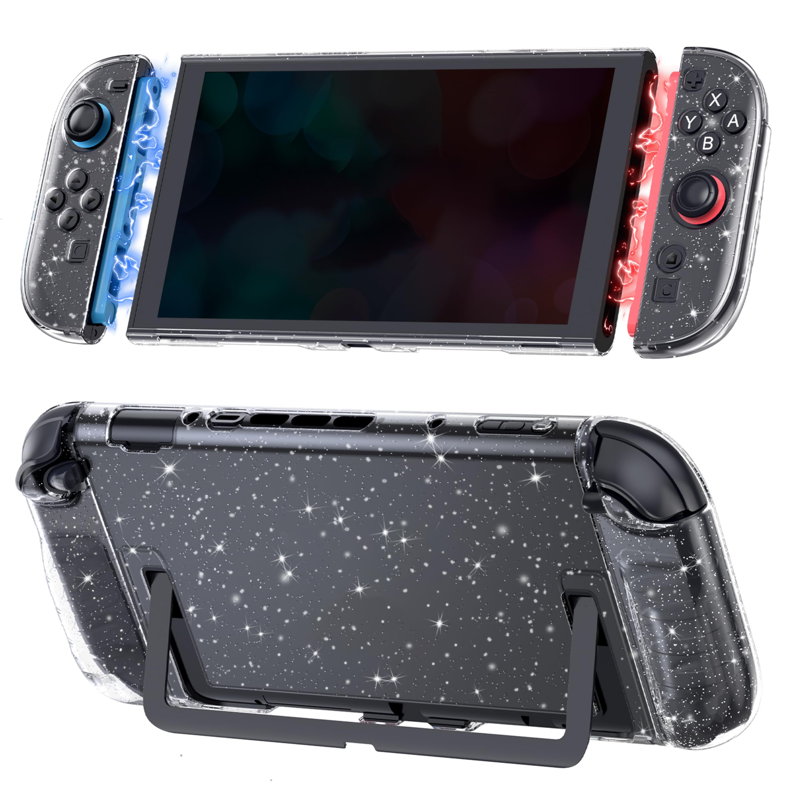 Photo 1 of TIKOdirect Clear Dockable Case Compatible with Nintendo Switch 2(2025), Slim Protective PC Case for Joy-Con Grip Cover Newest Design, Hard Shell with Anti-Scratch and Shock-Absorption, Glitter