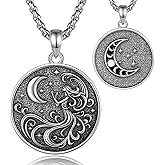 Vito Wiccan and Greek Goddess Necklace for Women Men, 925 Sterling Silver Lilith/Triple Moon/Earth Mother/Chaos Star/Witches Knot/Nyx Goddsess Pendant, Witchcraft Withc Jewelry Gift, 20"/24"