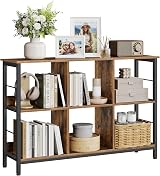 VASAGLE Industrial Bookshelf 6 Compartments Rustic Brown Black 120x33x80 cm