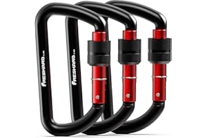 FresKaro 3inches Screw Locking Carabiners, Strong Tensile Strength 12kN/2698lbs, Lightweight, Rust-Free, D Shape Wide Opening Gate, Sturdy and Last Long, Assorted Colors