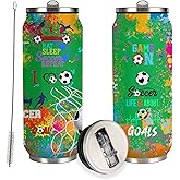 JDEIFKF Soccer Tumbler 17oz Stainless Steel Insulated, Travel Coffee Cup, Sport Tumblers Gifts for Soccer Lovers, Men Women, Coach, Birthday, Christmas