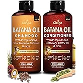 Batana Oil Shampoo & Conditioner Bundle (Okaga Shower Set) with Aloe Vera Leaf Juice, Saw Palmetto, Caffeine, Biotin, Jojoba, Pumpkin Seed, Castor, Rosemary & Hydrolyzed Rice Protein