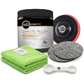 MB-20 Granite Polishing Kit Professional Grade Stone Restoration Bundle Includes 8.5oz Polishing Cream, 2x Hogs Hair Pads, Backing Plate with Drill Adapter &amp; 2x Microfiber Towels