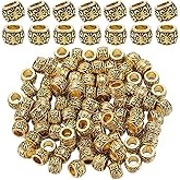SOFPLATE 1 Box 100pcs Tibetan Spacer Beads Large Hole Alloy Beads Antique Golden European Rondelle Loose Spacers Bead Barrel Tube Spacers Bead for Jewelry Making Necklace Bracelet Accessories Crafting