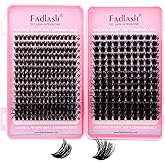Lash Clusters 100D+200D Eyelash Clusters D Curl Fluffy Lashes Extensions 12-20mm 3D Thick Effect Individual Lashes DIY Cluste