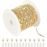 UMAOKANG 10 Meters Gold Plated Jewelry Making Chains Roll, Stainless Steel Curb Cuban Thin Chain for Women Necklace DIY Jewelry Supplies Findings