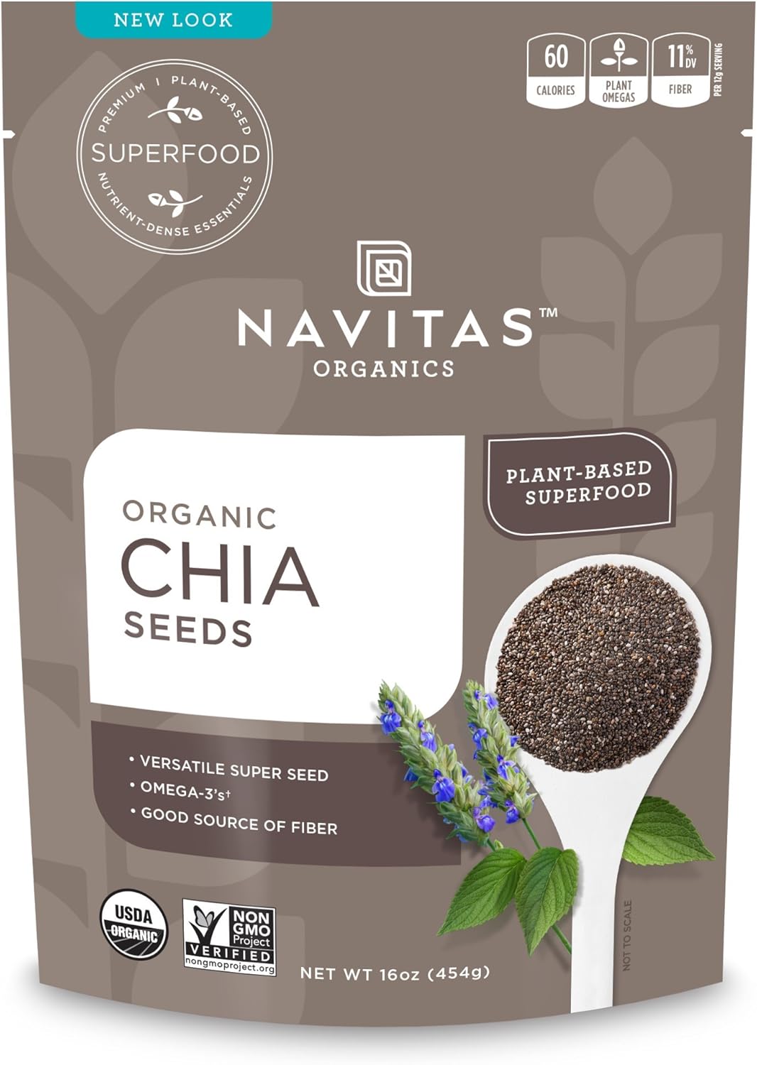 Las semillas de chía orgánica 16 oz (454 g) - Navitas Naturals ...