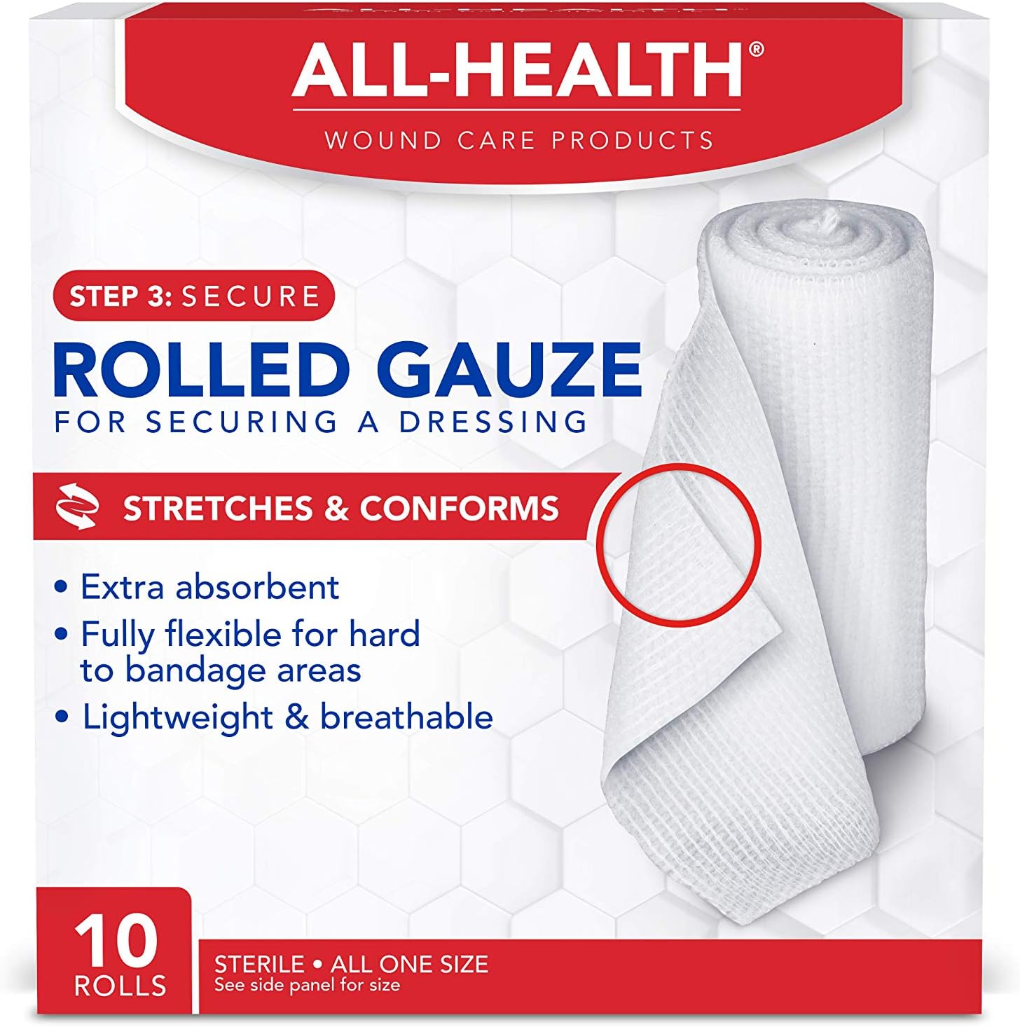 All Health Rolled Gauze Pads, 3 X 2.5 Yds | for Cleaning or Covering Wounds as Wound Dressing, Helps Prevent Infection, 10 Rolls: Health & Personal Care