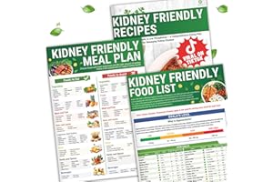HAMIEW Set 3 Kidney Friendly Food List Chart, Renal Diet Disease Meal Plan, Kidney Recipes Support, Hyperoxaluria, Oxalate Level, Low Sodium Potassium Phosphorus for CKD Dialysis, Manage Hypertension