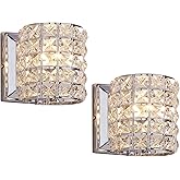 LOCLGPM Crystal Wall Sconce Set of Two,Modern Wall Lamp 1 Light Lighting Fixtures with Crystal and Chrome Finish,Wall