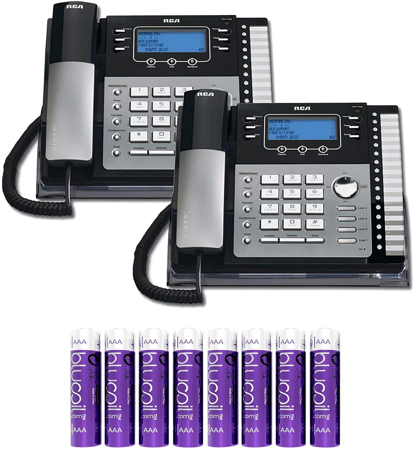Amazon.com : RCA 25424RE1 4-Line Desk Phone with Caller ID and Intercom  Bundle with 4 Blucoil AAA Batteries : Electronics