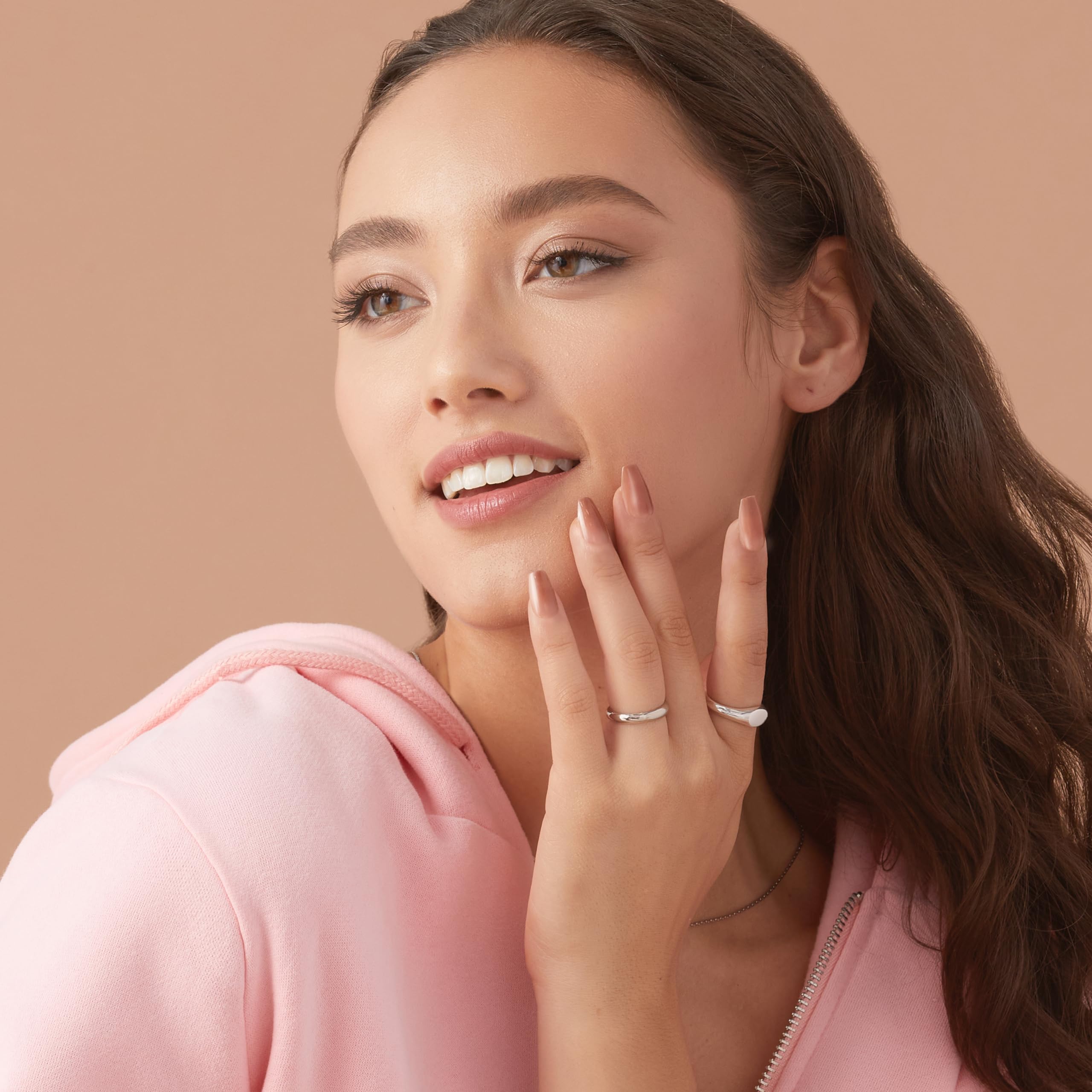 KISS imPRESS No Glue Mani Press-On Nails, Color, 'Flare', Medium Neutral, Medium Size, Coffin Shape, Includes 30 Nails, Prep Pad, Instructions Sheet, 1 Manicure Stick, 1 Mini File - Image 6