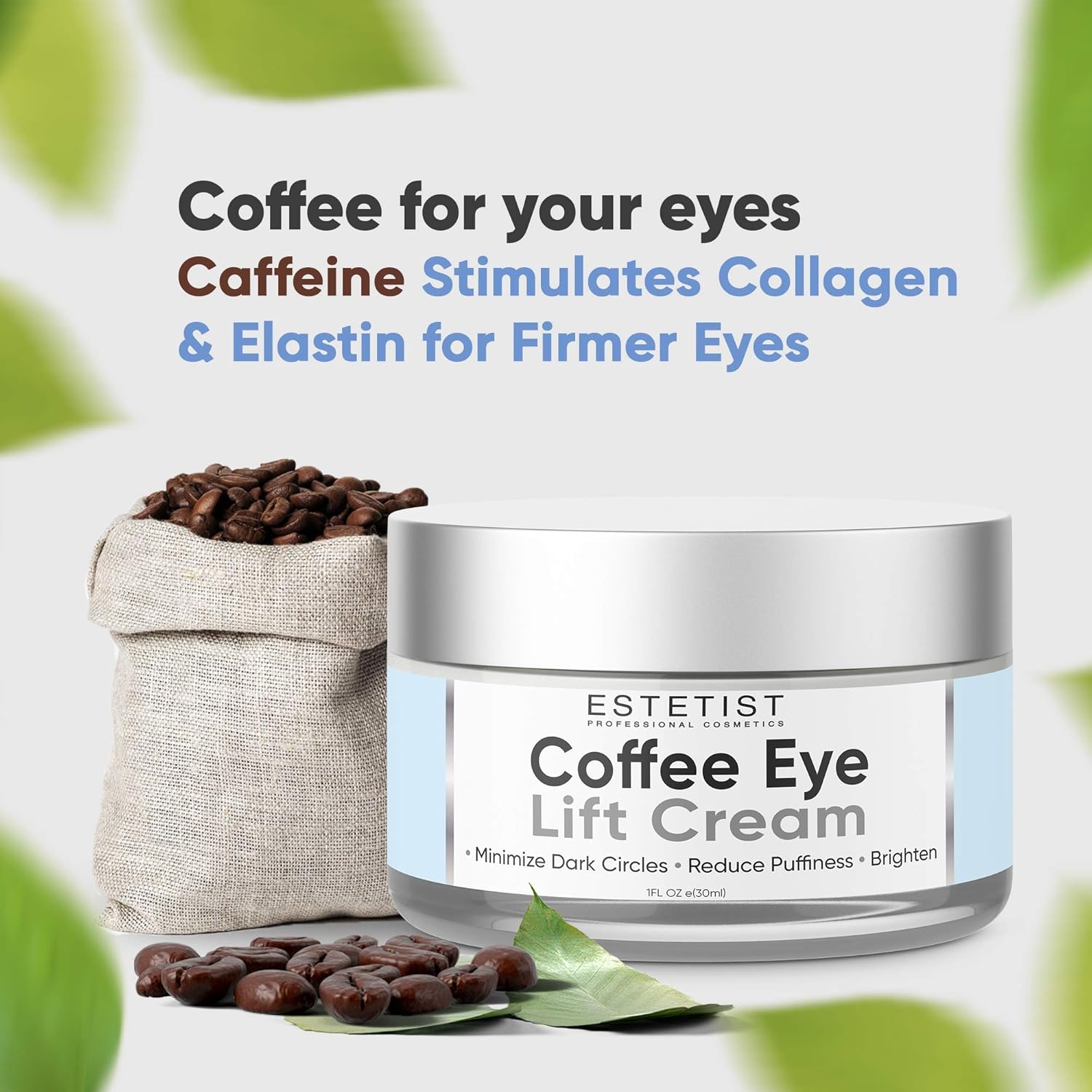Caffeine Infused Coffee Eye Lift Cream - Reduces Puffiness, Brightens Dark Circles, Firms Under Eye Bags - Anti Aging, Wrinkle Fighting Skin Treatment: Beauty