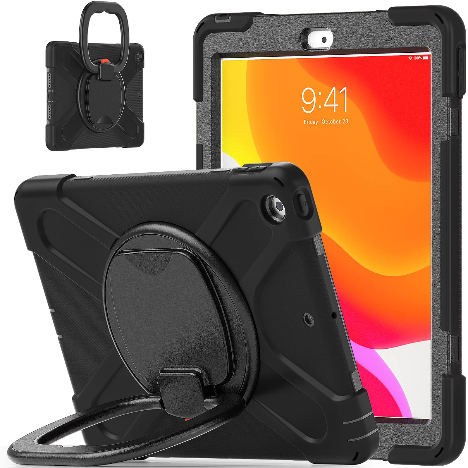 Bspring Case Compatible with iPad 8th Generation/iPad 10.2 2020 2019/ iPad 7th Generation - Heavy Duty Shockproof Rugged Case High Impact Full Body Protective Case,Black