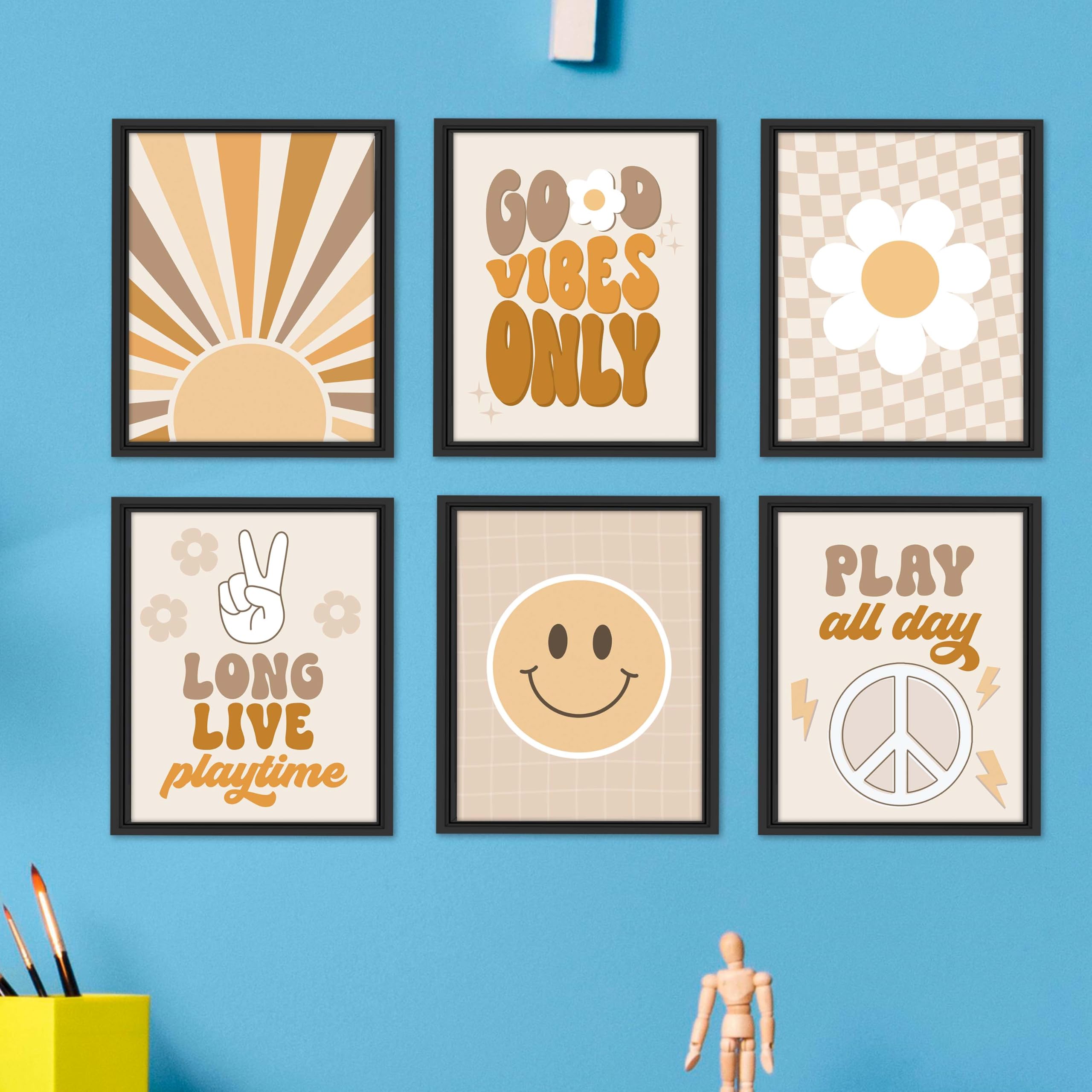 Photo 1 of **FRAMES NOT INCLUDED** Hadley Designs 6 Retro Kids Playroom Wall Decor, Playroom Signs, Playroom Wall Art Kids Room, Play Room Essentials