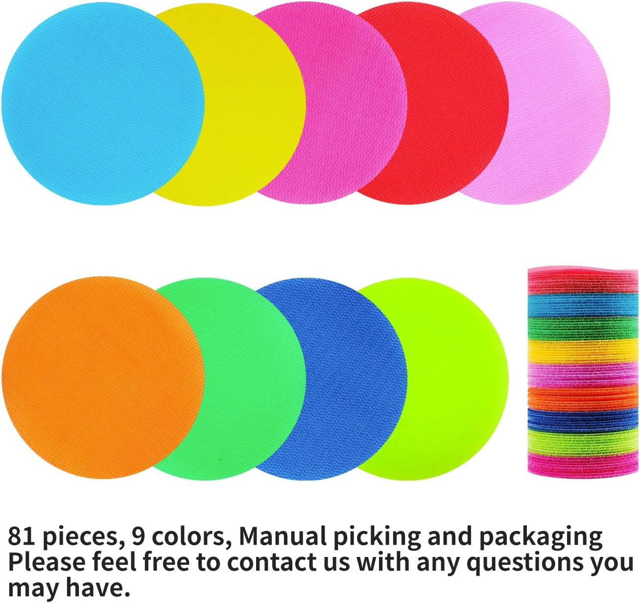 IKAYAS 81 Pcs Carpet Sitting Spot Carpet Spots Markers for Classroom, Carpet Circles Dots Sitting Spots Circle Spots for Kids, 9 Colors: Toys & Games