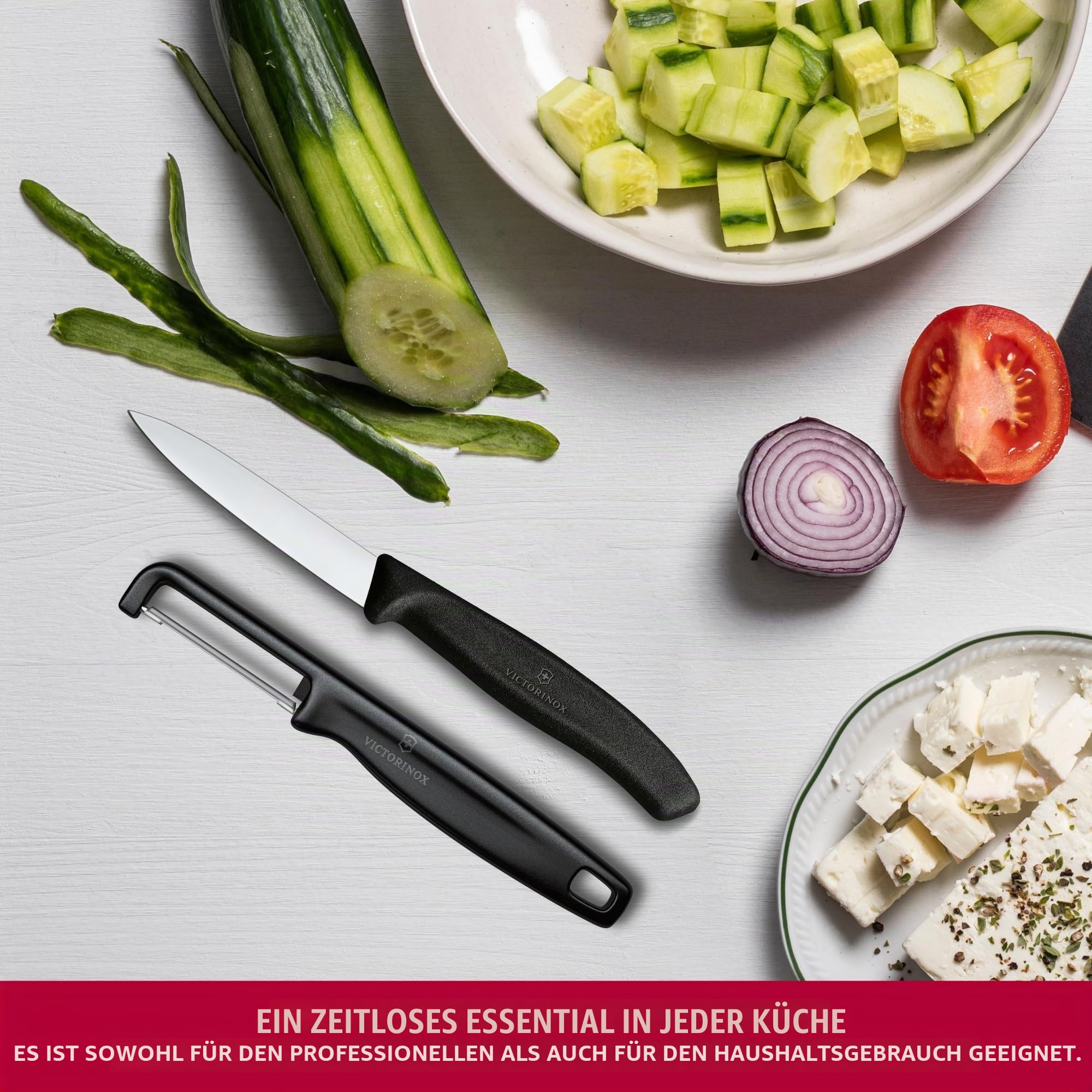 Victorinox Swiss Classic Gemüsemesser Set mit Sparschäler, 2-tlg., Schwarz 2
