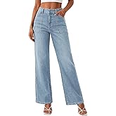 YUCOLEN Straight Leg Jeans for Women High Waisted Jeans Loose Wide Leg Stretchy Denim Pants with Pockets Fashion