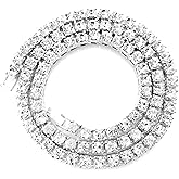 HH BLING EMPIRE Gold Silver Iced Out Diamond Tennis Chain Necklace for Men Women, Rhinestone Tennis Necklaces for Women and Teens, Tennis and Cuban Link Chains 18-30 Inches