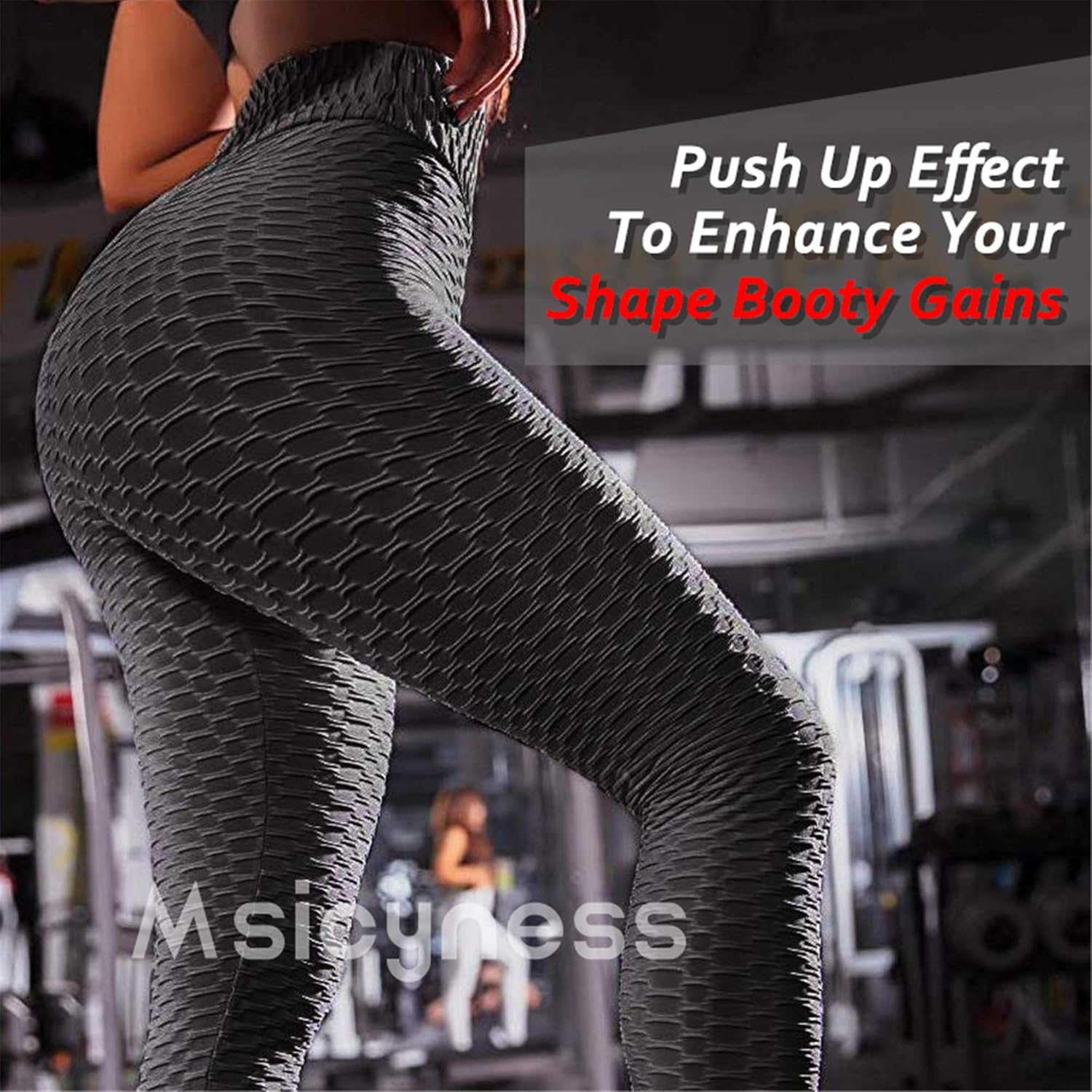Msicyness Tiktok Leggings Women's High Waist Yoga Pants Butt Lift Tummy Control Leggings Textured Scrunch Booty Tights : Clothing