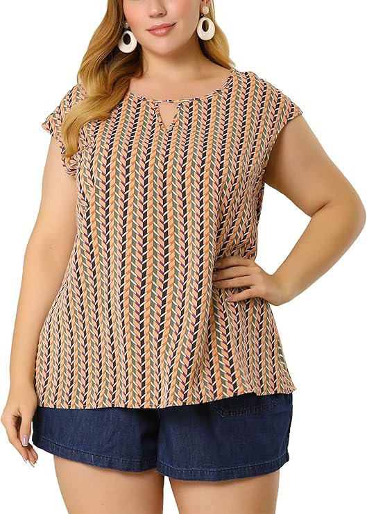 Agnes Orinda Blusa de tamaño grande para mujer con abertura frontal de