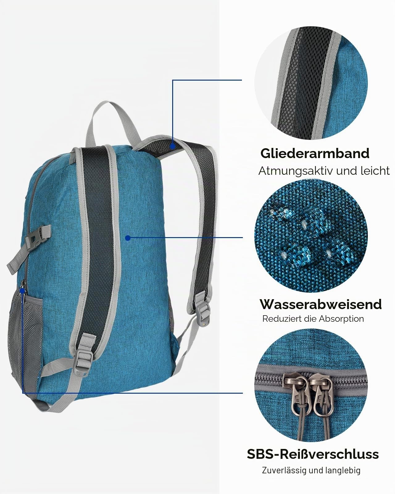 WATERFLY Ultraleicht Faltbarer Rucksack 20L: Klein Wanderrucksack 5