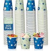 TV TOPVALUE 3 oz Bathroom Cups, 600 Count Disposable Mouthwash Paper Cup | Mini,Bath Cup,Paper Drinking Cups,Printed,Mouthwash Dispenser,Espresso Tasting,Party Shower