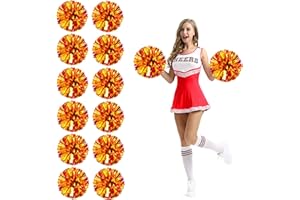 Extpro 12Pcs Cheerleading Pom Poms with Finger Holes Metallic Foil Cheer Pom Poms for Dance, Matches, Team Spirit Sports, Stage Performance, Carnival Celebration