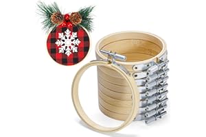 XEmbro 9 Pieces Embroidery Hoops, 3 Inch Small Embroidery Hoop, Bamboo Circle Cross Stitch Hoop for Art Craft Handy Sewing, Christmas Home Decorations