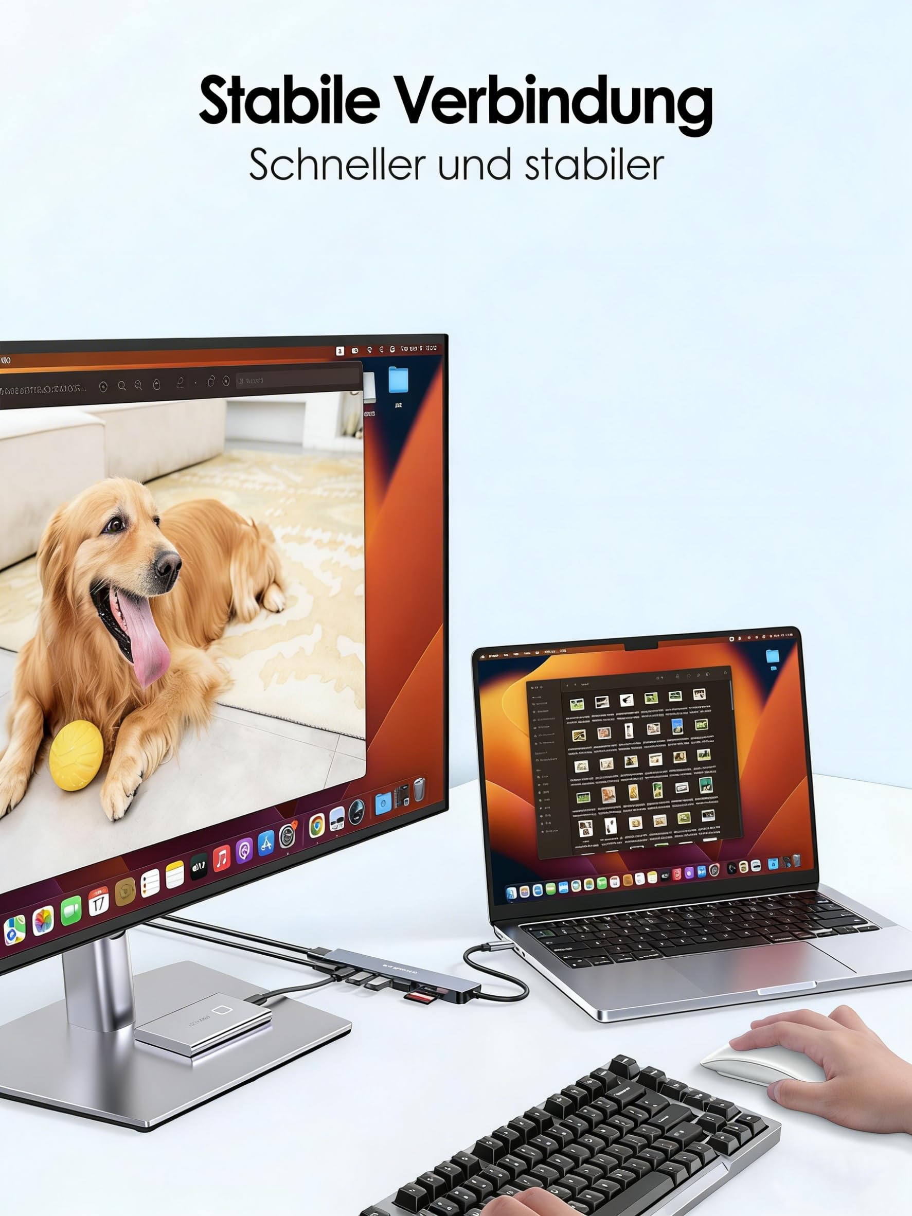 LENTION USB C Hub mit 4K60Hz HDMI, 100W PD, SD/TF Kartenleser, Typ-C Datei, USB 3,0 Adapter auf USB-C, für 2025-2016 MacBook Pro, Neues Mac Air, iPhone 17/16/15 Plus Pro Max, Thunderbolt 3/4 8