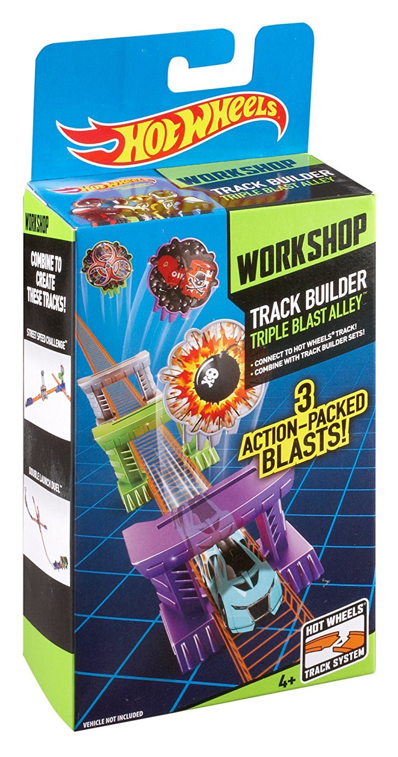 Hot Wheels Toy - Track Builder Workshop - Triple Blast Alley Playset - 3 Action Packed Blast