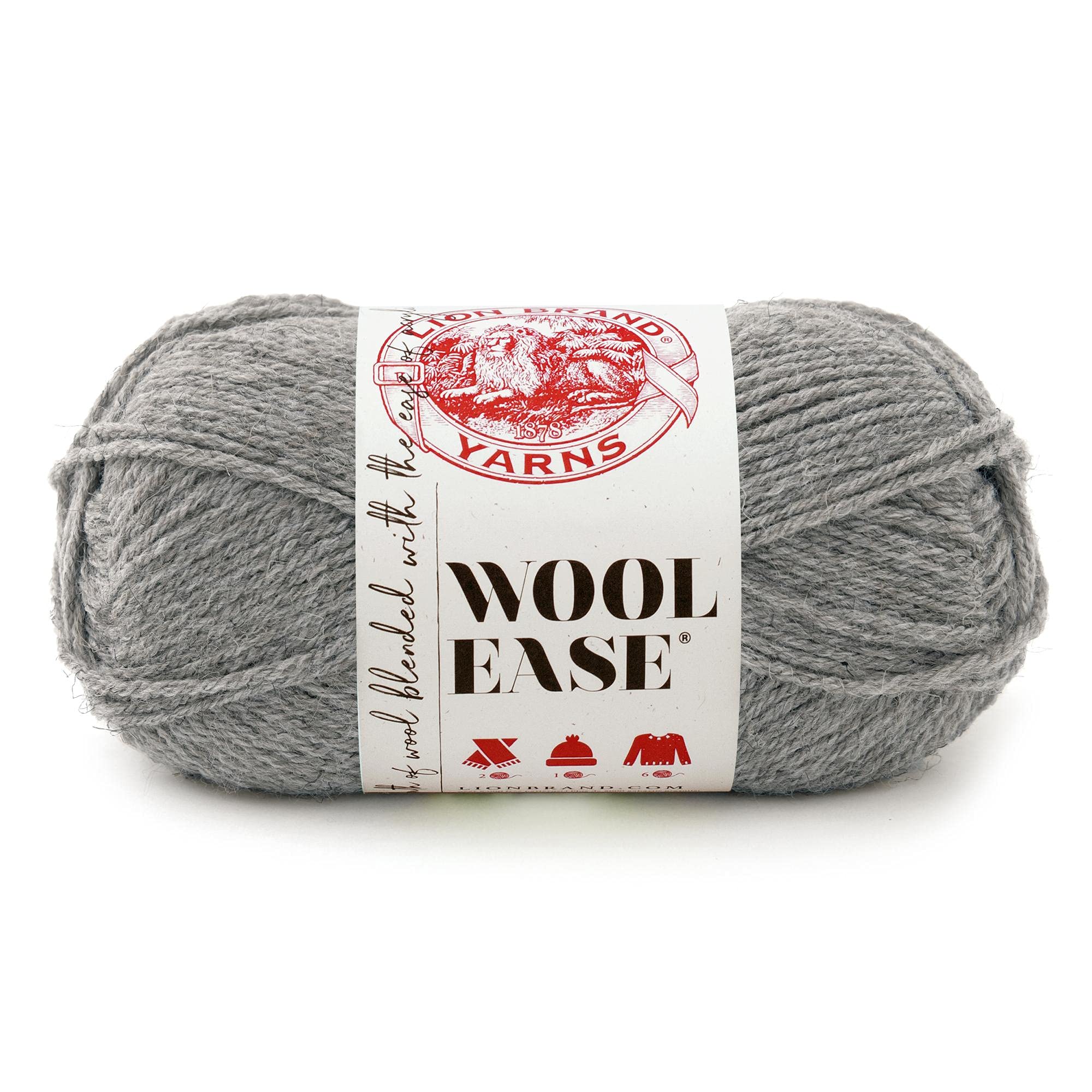 Lion Brand Yarn Wool-Ease, Soft, Worsted Weight Wool Blend Yarn for Knitting, Crochet, and Crafts, Grey Heather, 1 Pack โ image 1