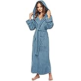 Arus Women's GOTS Certified Organic Cotton Hooded Full Length Turkish Bathrobe