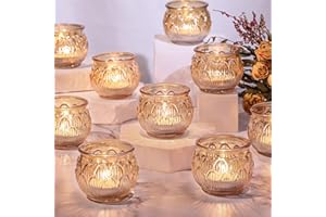 Simeitol 24PCS Gold Votive Candle Holders, Diwali Decorations for Home, Lotus Tealight Candle Holders for Table Centerpiece - Candle Holders Bulk for Fall Table Decorations, Wedding