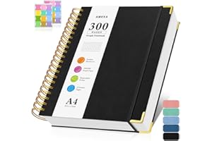 Graph Paper Notebook, Spiral Grid Notebook 8.5" X 11", Hardcover Leather Journal 300 Pages, 100GSM Thick Grid Paper Notebook,