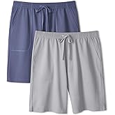 DAVID ARCHY Mens Pajama Shorts Quick-Dry & Lightweight Sleep Shorts Breathable Loungewear Pajama bottoms with Pockets 2 Pack
