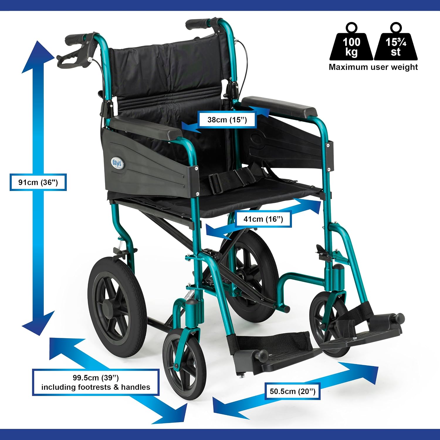 Days Lightweight Wheelchair for Adults Escape Folding Wheelchairs, Compact Wheel Chair with Adjustable Footrests - Image 3