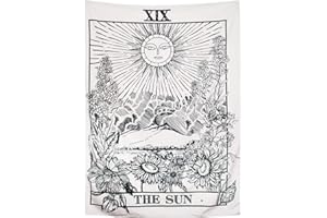 Indian Consigners Tarot Cards Tapestry Black & White The Sun Small Tapestry Cotton Posters Medieval Europe Tapestry(100 CM x 75 CM) (The Sun B/W)