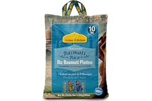 Asian Kitchen Platinum White Basmati Rice Extra Long Aged 10lbs (4.54kg) ~ All Natural | Gluten Friendly | Vegan | Indian Ori