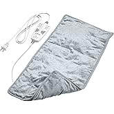 Pure Enrichment WeightedWarmth 3-in-1 Heating Pad - 3 InstaHeat™ Settings, 3 Massage Speeds & 4.1 lbs of Weighted Pressure for Menstrual Cramps, Shoulder, Neck & Back Pain - 12” x 24” (Steel Gray)