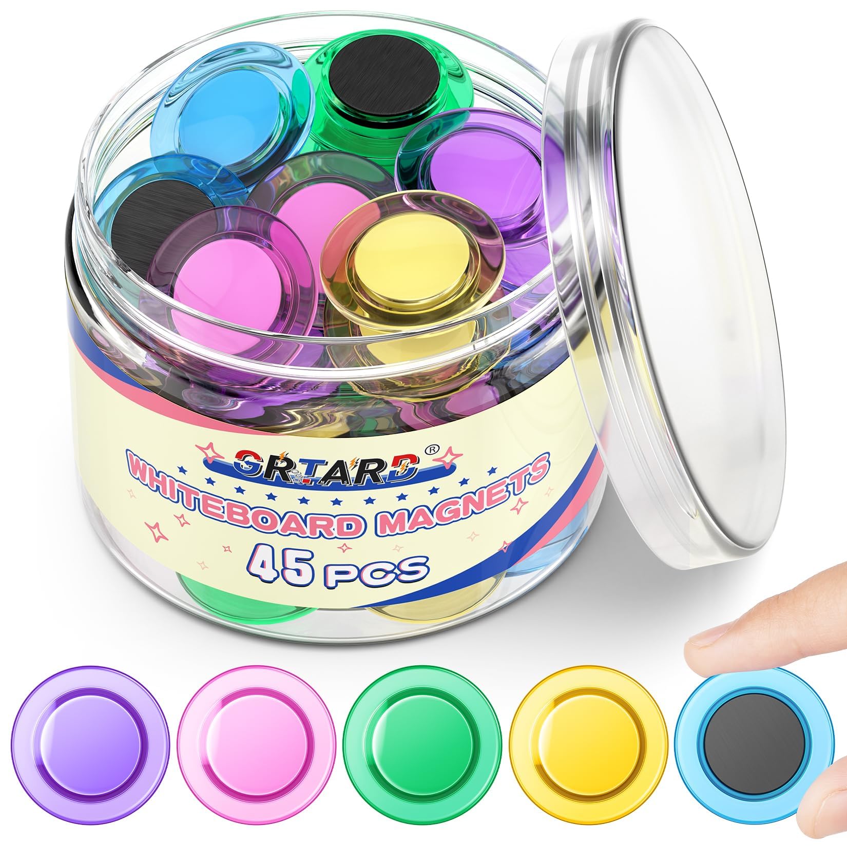 Grtard 45 Pcs Fridge Magnets, Round Whiteboard Magnets, Mini Magnets, Refrigerator Magnets for Whiteboard, Home, Kitchen and Office(Colorful, 3cm/1.18 inch)