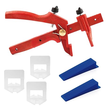 Lantelme 6042 Fliesen Nivelliersystem Basis-Set für Fuge 3 mm und 3-15 mm Stärke - Verlegehilfe - Verlegesystem - Fliesenverl