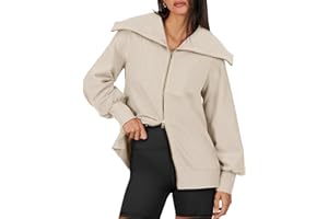 Caracilia Womens Zip Up Sweatshirt Oversized Hoodies Sweater Cute Casual Outfits Top 2023 Fall Winter Jacket Trendy Clothes