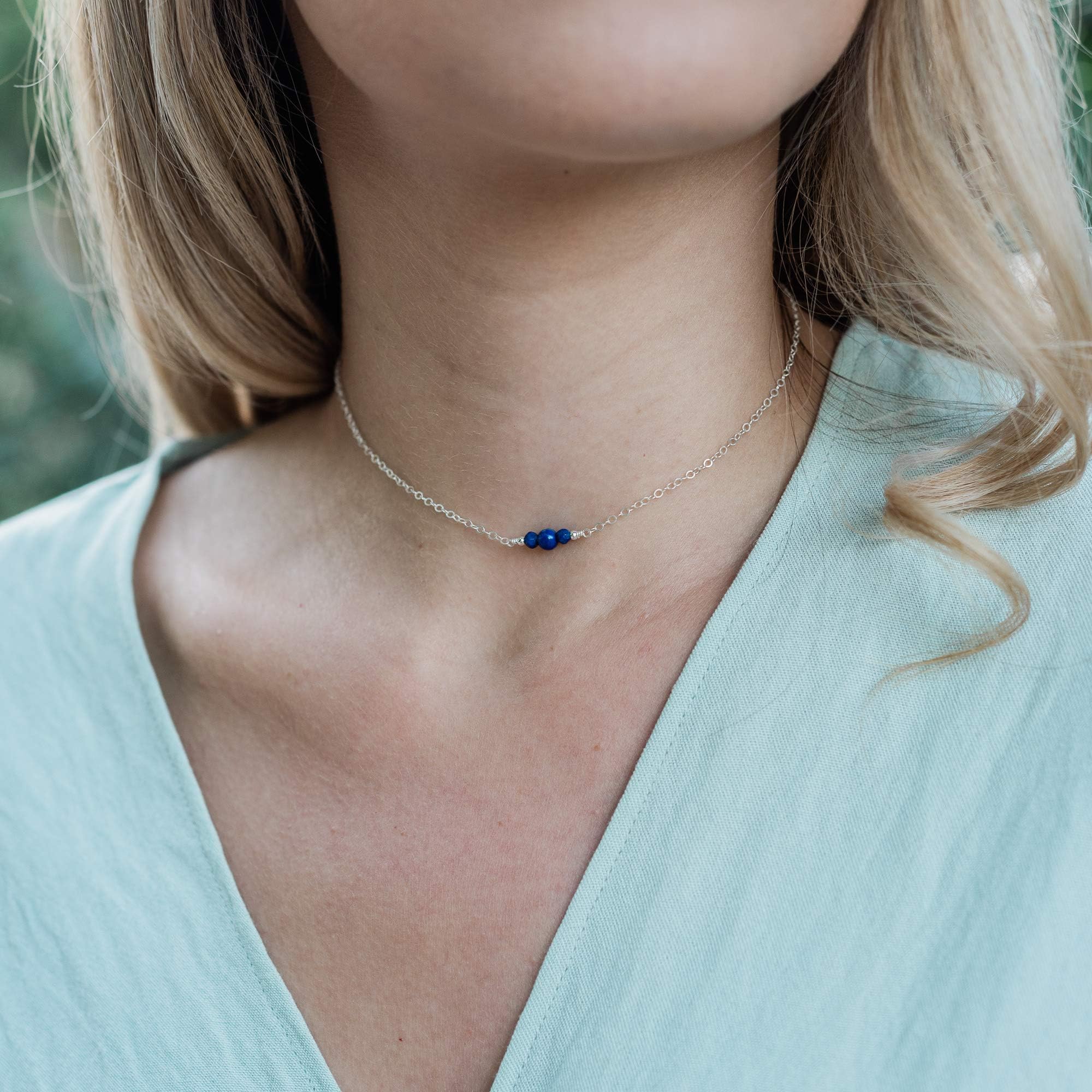 Luna Tide Lapis Lazuli Dainty Choker in Sterling Silver